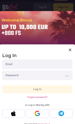 Ga naar de GTBet login en kies welke bonus je wilt